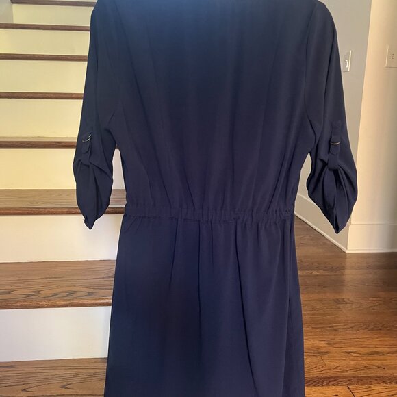 Skies Are Blue Navy Belted Shirtdress – Size Medium - Picture 2 of 3